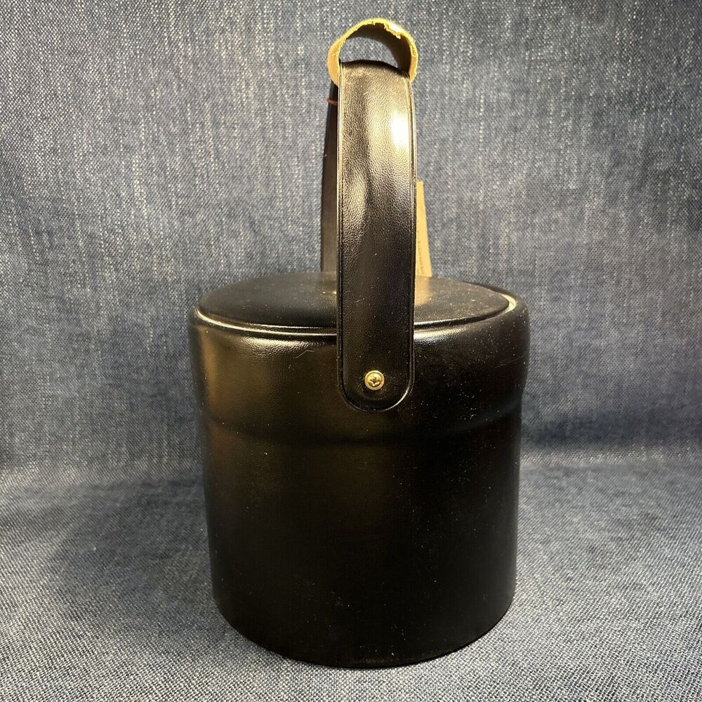 NEW Retro Georges Briard Black Vinyl Ice Bucket Entertaining Mid Century MCM - Picture 5 of 8